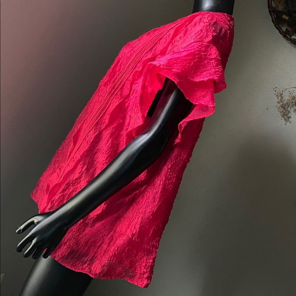 Cupio Fuchsia Pink Lace Blouse Top - Picture 6 of 12